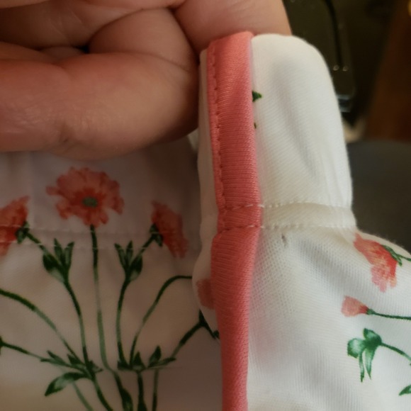 LAKE Tank Short Set Pajamas Medium Sunkissed Coral Tropical Bouquet Pima Cotton - Picture 7 of 12